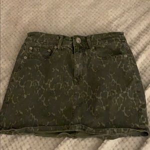 green camo jean skirt
